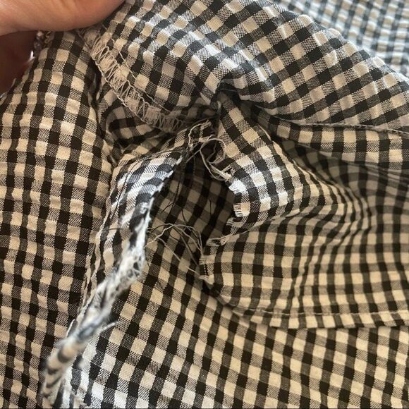 MLM Label Gingham Tiered Ruffle Off Shoulder Black and White Mini Dress - Picture 8 of 14